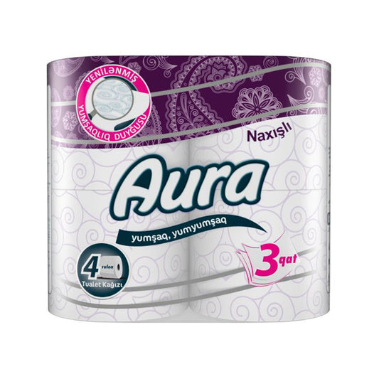 AURA TUALET KAĞIZI 4 LÜ NAXIŞLI 3 QAT