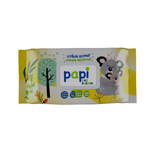 PAPI YAŞ DƏSMAL 120 Lİ PLASTİK QAPAQ