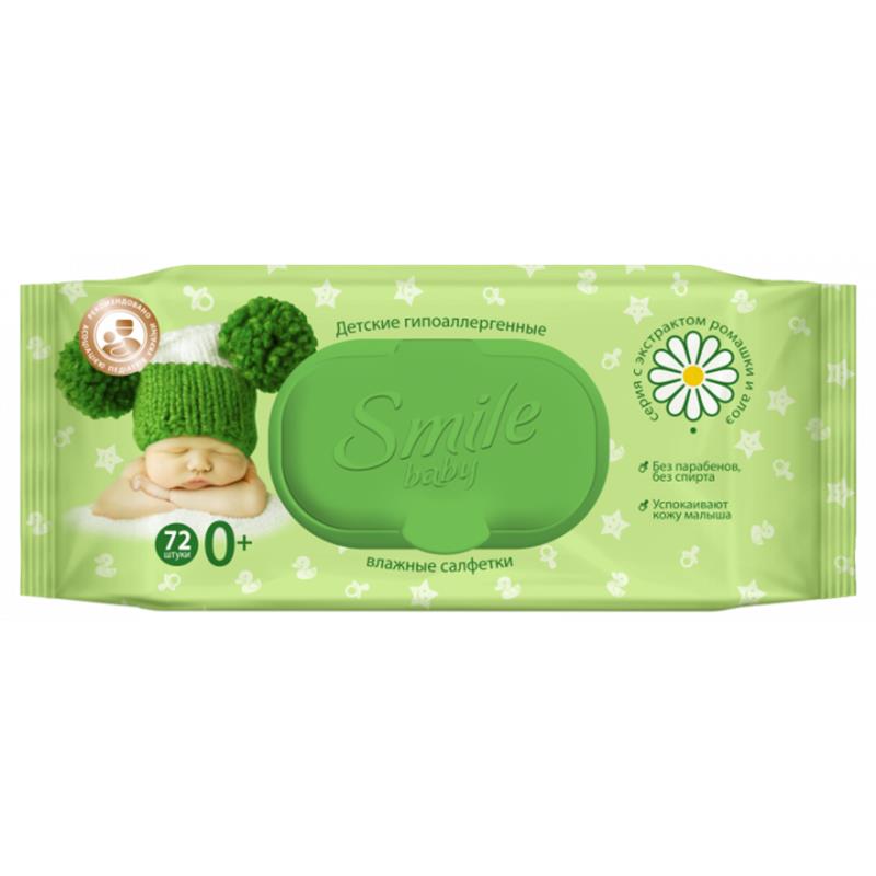 SMİLE NƏM SALFET UŞAQ SOK ALOE+ROMAŞK 72