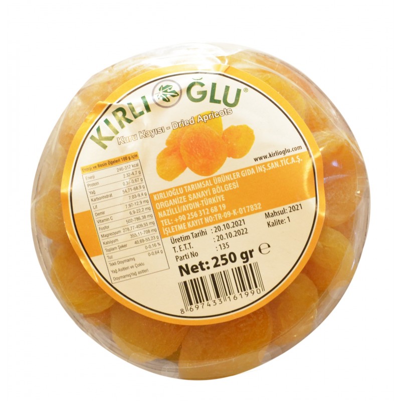 KİRLİOĞLU SARİ ƏRİK QURUSU 250GR