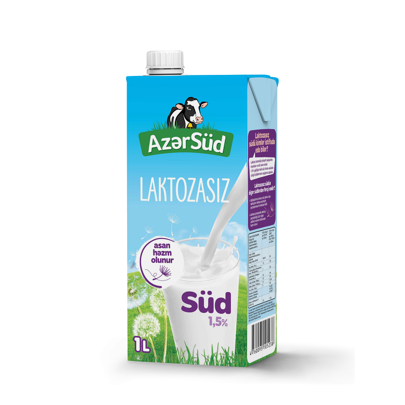 AZƏRSÜD LAKTOZASIZ SÜD 1.5 % 1 LT