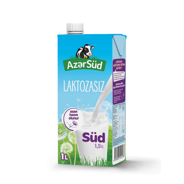 AZƏRSÜD LAKTOZASIZ SÜD 1.5 % 1 LT