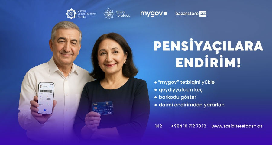 "mygov" pensiyaçı barkodunu təqdim et endirim qazan!