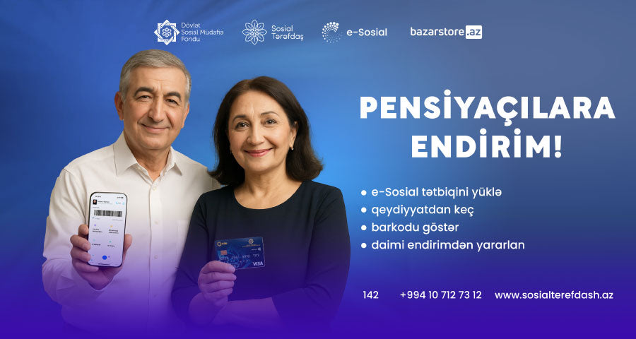 E-Sosial barkodu təqdim et endirim qazan!