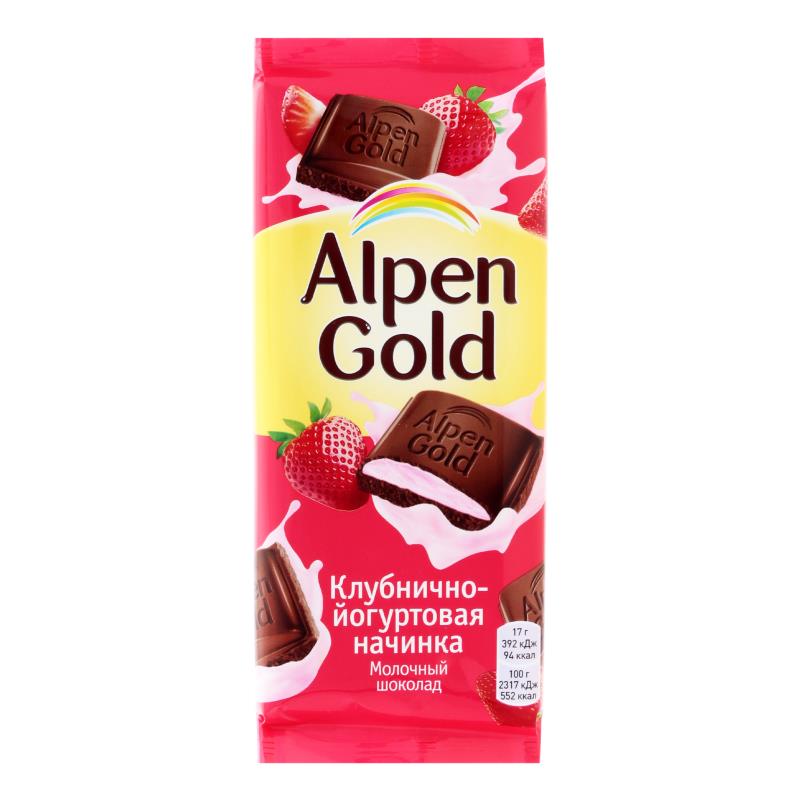 Шоколад Alpen Gold клубника йогурт, 85г