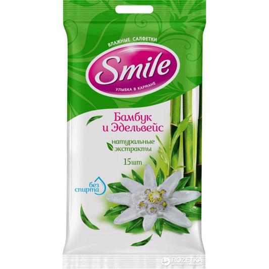 SMİLE NEM SALFET BAMBUK+EDELVEYS 15 ƏDƏD