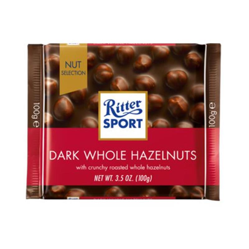 SHOK.RITTER SPORT 100GR DARK WHOLE NAZEL