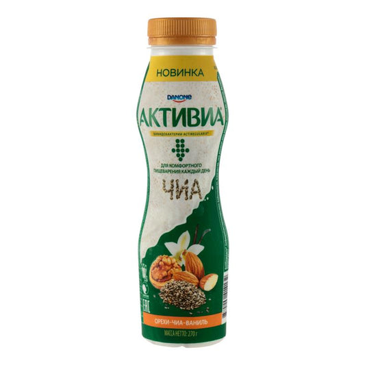 AKTİVİA IÇMƏLİ YOQURT QOZ ÇİA VANİL  270
