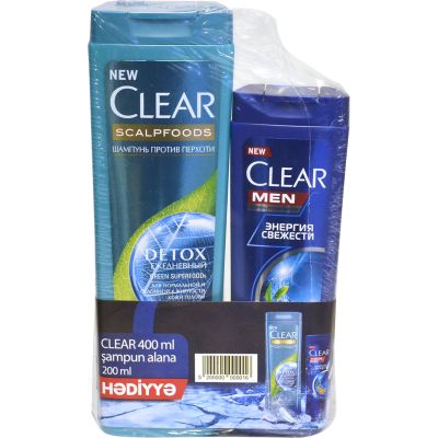 CLEAR ŞAMP.DET.400ML+ŞAMP.TƏR.ENER.200ML