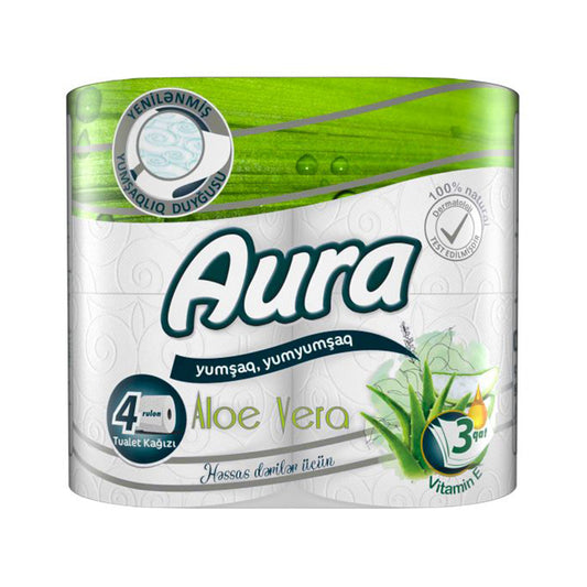 AURA TUALET KAĞIZI ALOE VERA 4 ƏDƏDLİ