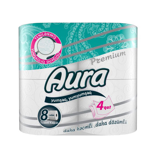 AURA TUALET KAĞIZI  PREMİUM  8 Lİ 4 QAT