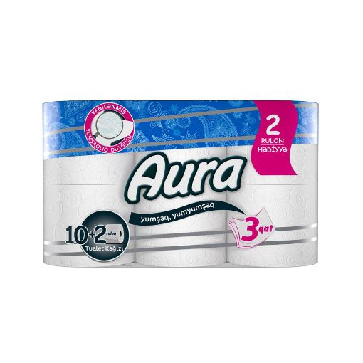 AURA TUALET KAĞIZI 10 LU 3 QAT +2 LI şəkli