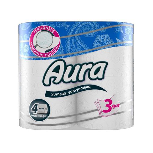 AURA TUALET KAĞIZI 4 LÜ 3 QAT şəkli
