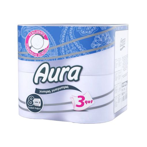 AURA TUALET KAĞIZI 8 LI 3 QAT şəkli