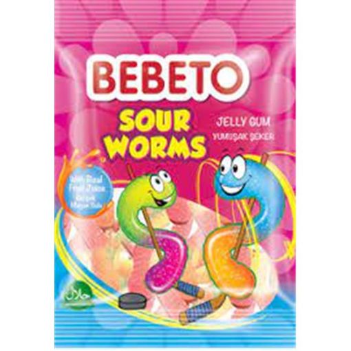 BEBETO SOUR WORMS 80 GR 1X12 şəkli