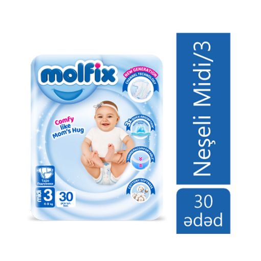 MOLFİX UŞAQ BEZİ N3 30 LU 4-9 KG NƏŞƏLİ şəkli