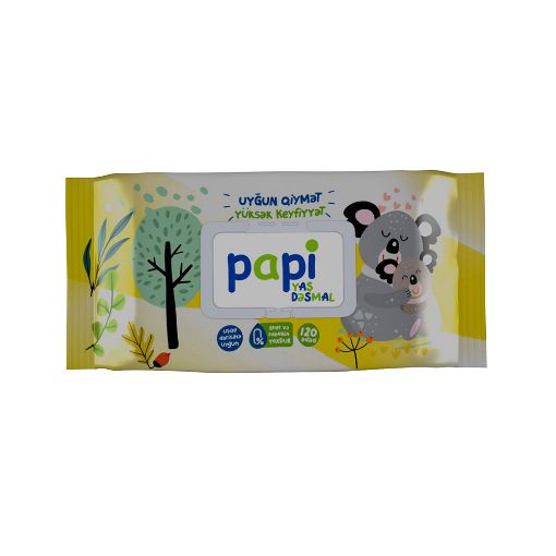 PAPI YAŞ DƏSMAL 120 Lİ PLASTİK QAPAQ şəkli