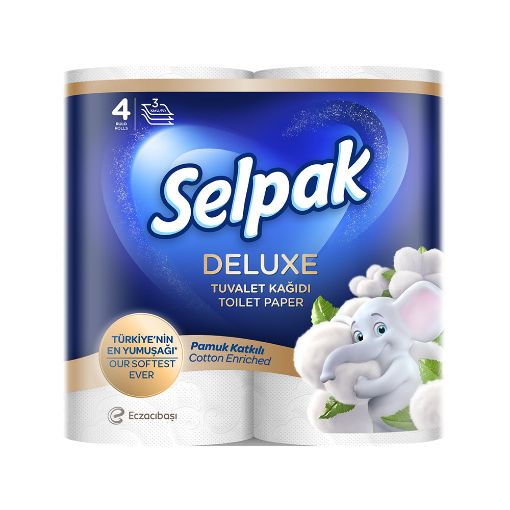 SELPAK DELUXE TUALET KAĞIZI 4 LÜ PAMBIQ şəkli